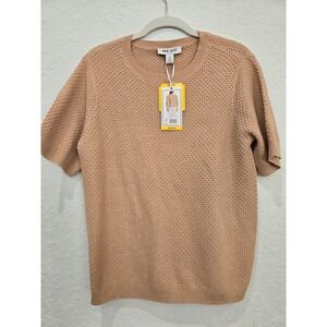 Nine West Jeans Womens Brown Short‎ Sleeve Sweater Crew Neck Medium NWT